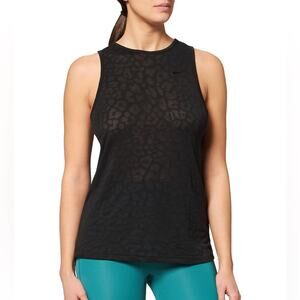 Nike Pro Sleeveless Tank Womens XL Black Sheer Cheetah Print Athleisure Fitness